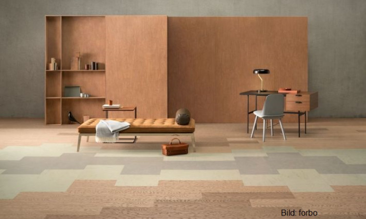 modularer Linoleum Boden in Brauntönen