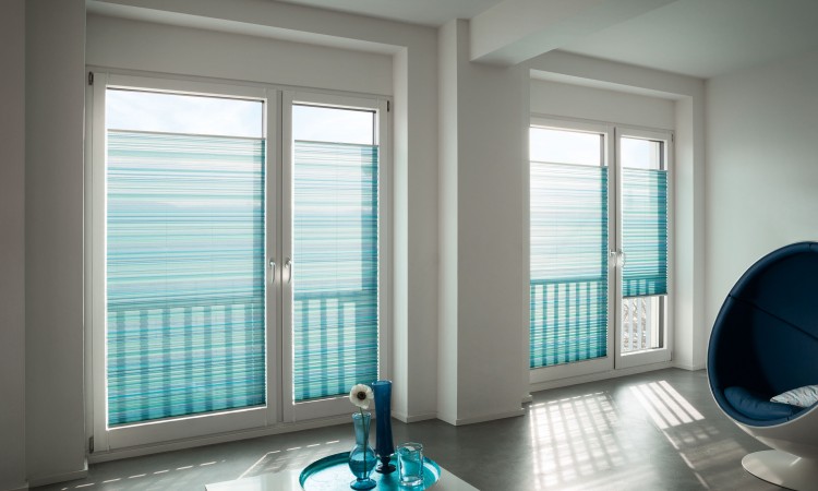 MHZ Hachtel Plissee Vorhänge blau Wohnzimmer Design